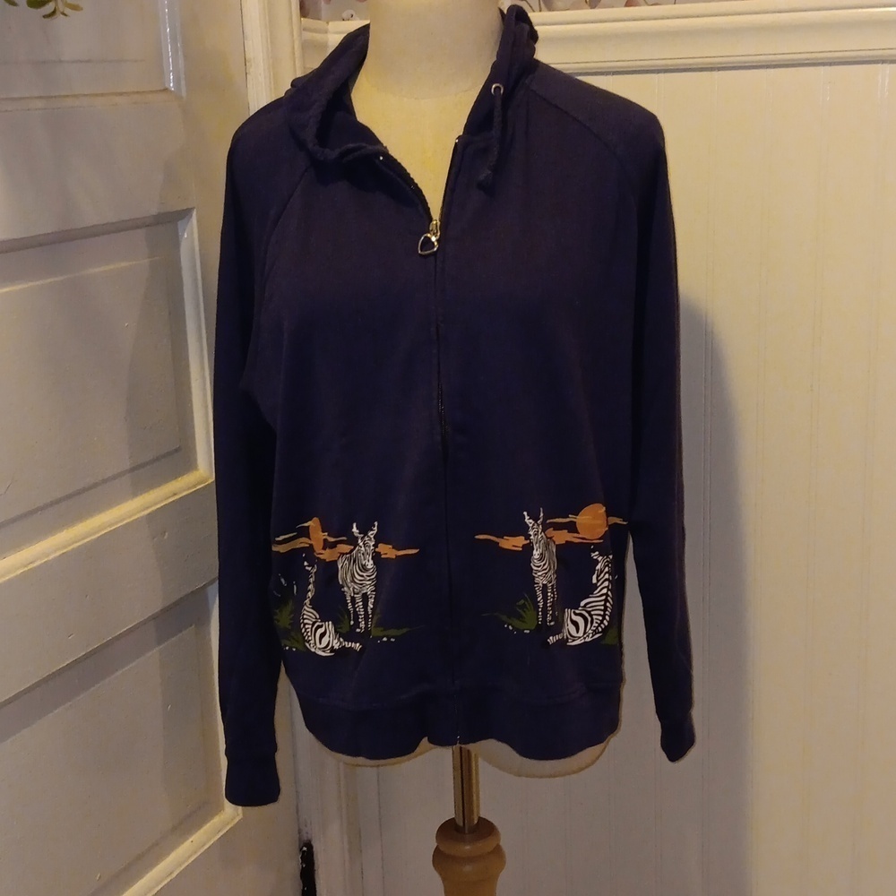 Jane Ashley PXL blue safari zebra jacket
